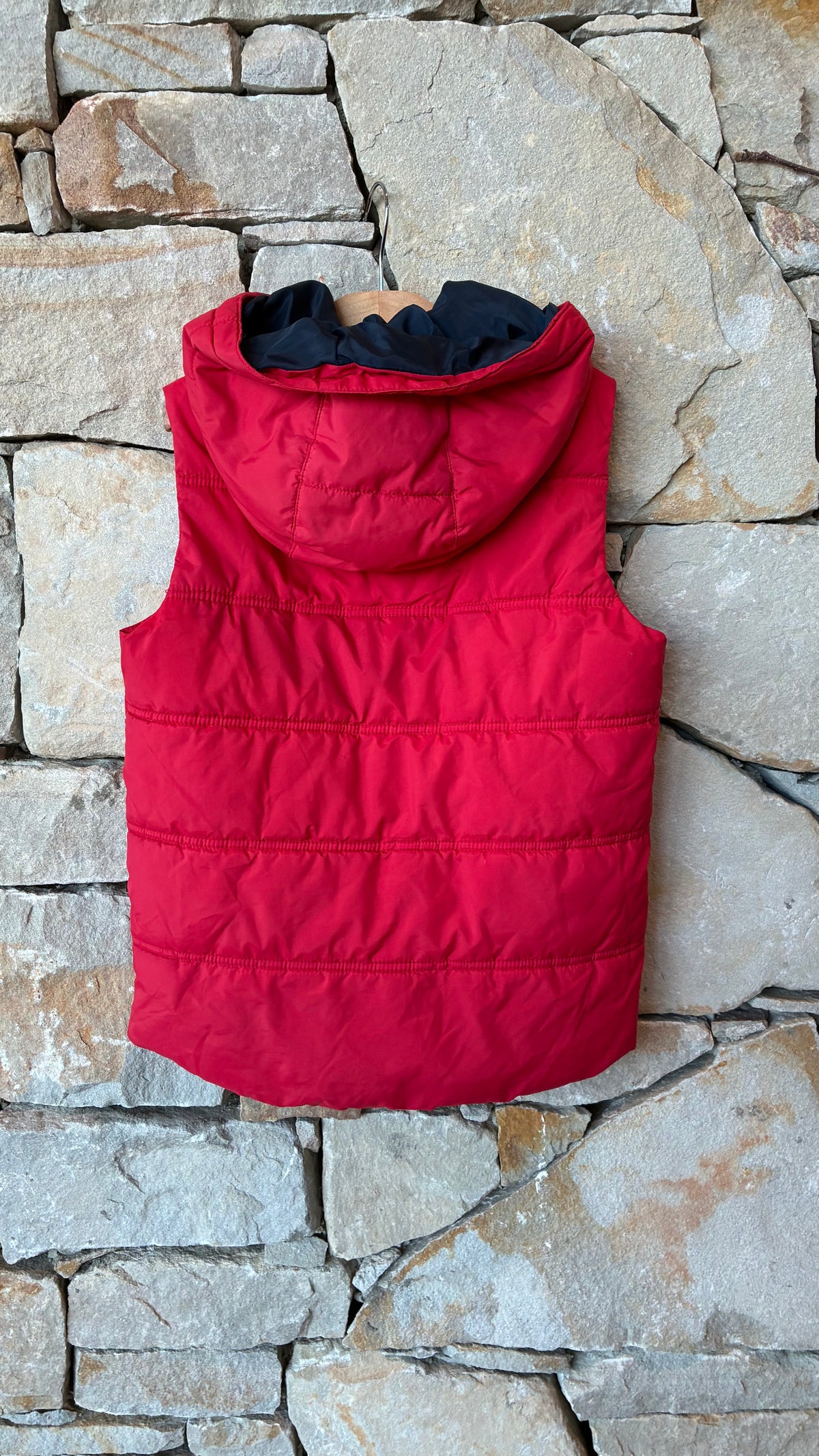Engine Red Hooded Puffer Vest
