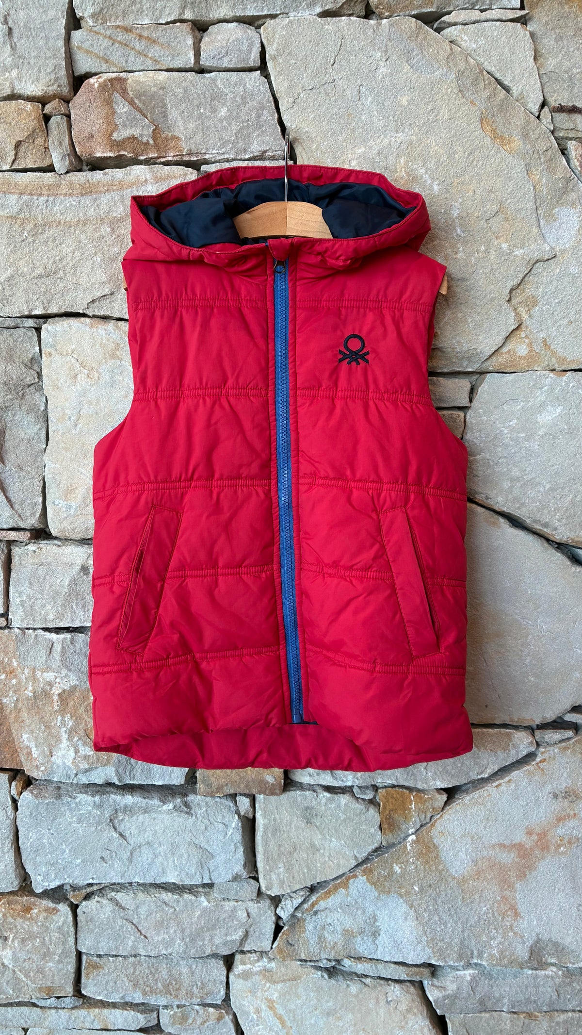 Engine Red Hooded Puffer Vest