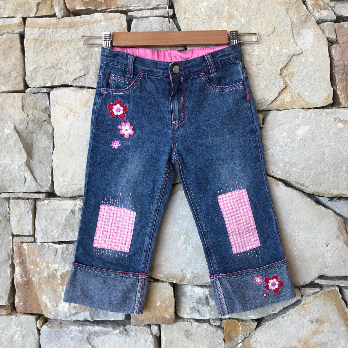 Gingham Sashiko Inspired Jeans