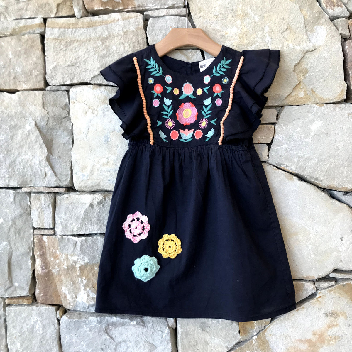 Blue crocheted flowers dress